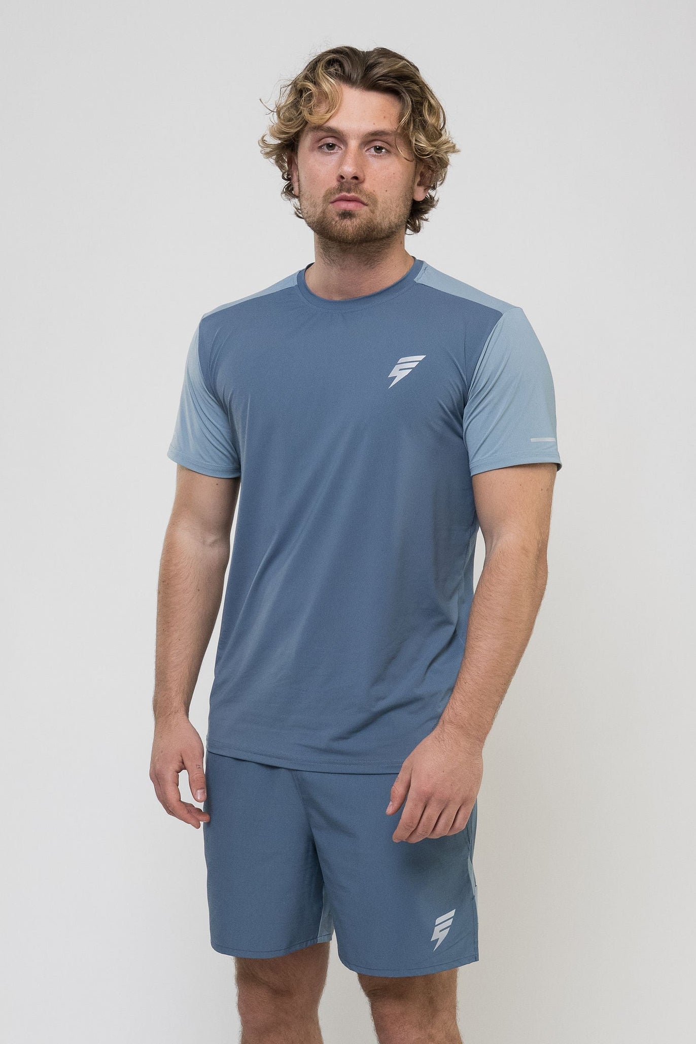 TRACK SHORT SET - PALE NAVY/SKY BLUE