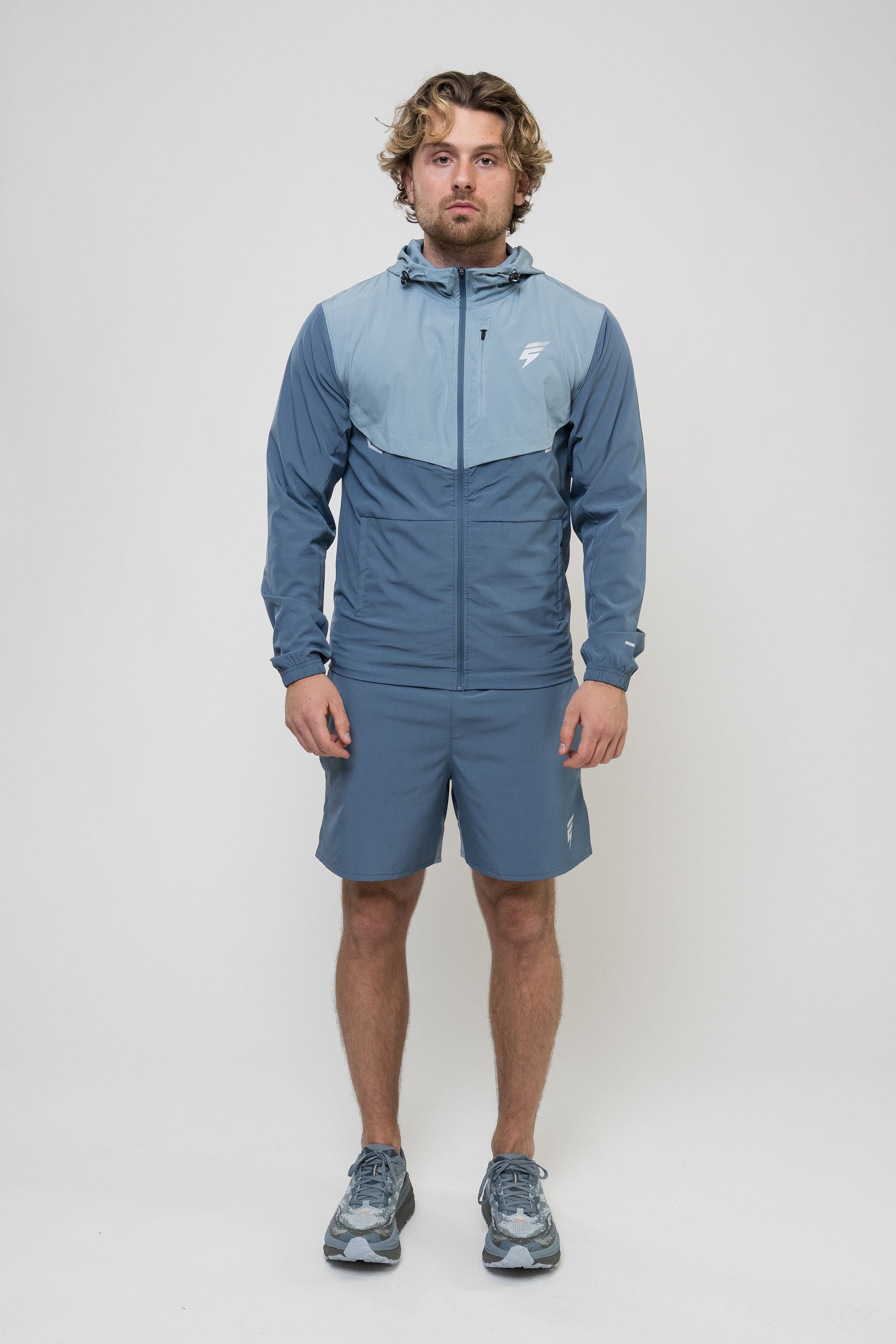 TRACK JACKET SHORT SET - PALE NAVY/SKY BLUE