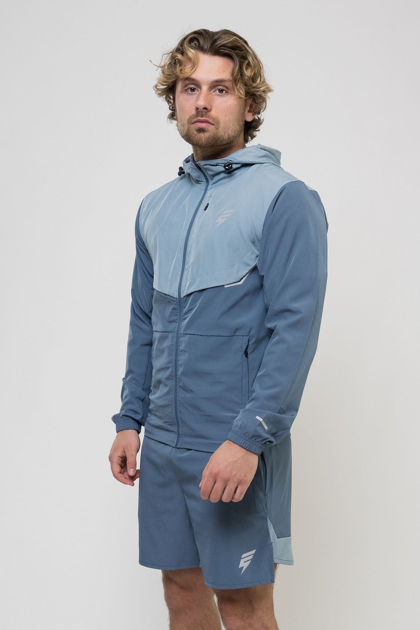 TRACK JACKET SHORT SET - PALE NAVY/SKY BLUE