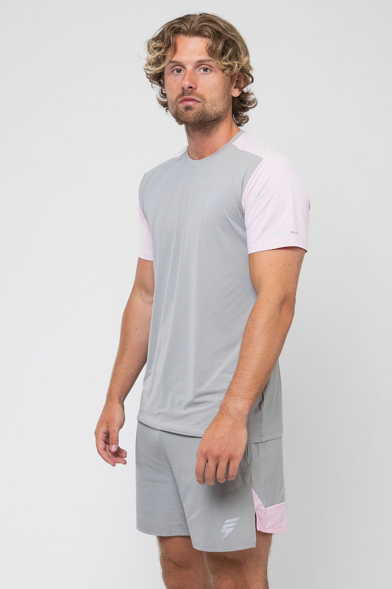 TRACK SHORT SET - GREY/PINK