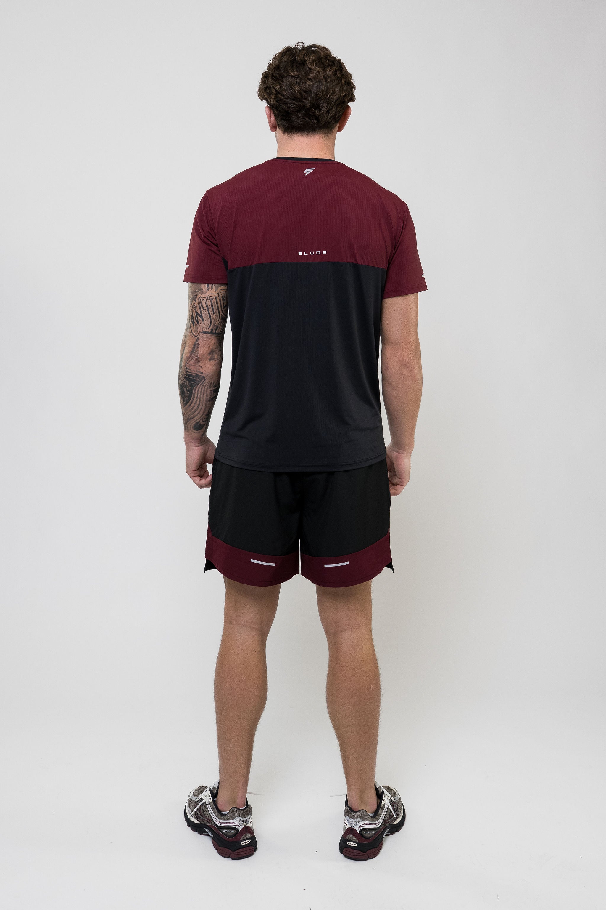 TRACK SHORT SET - BLACK/MAROON